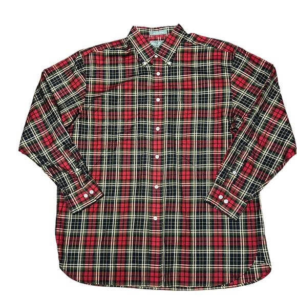 Daniel Cremieux Signature Collection Olive and Red Plaid Long Sleeve Shirt Large - Picture 1 of 8